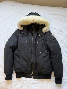 Moose Knuckles Black Bomber Jacket - Large